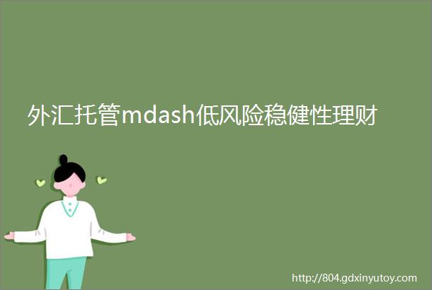 外汇托管mdash低风险稳健性理财